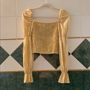 Nasty Gal mustard checked crop top